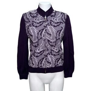 St. John Collection Purple Zip up Cardigan Sweater Size Small